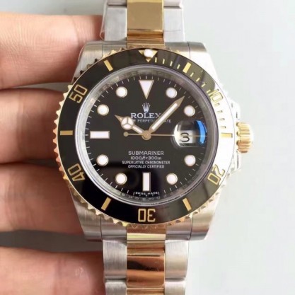 Replica Rolex Submariner Date 116613LN 2018 N V7S 24K Yellow Gold Wrapped & Stainless Steel Black Dial Swiss 3135