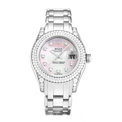 UK Best Mother of Pearl Pink - Diamond Dial Rolex Replica Pearlmaster 80359-29 MM