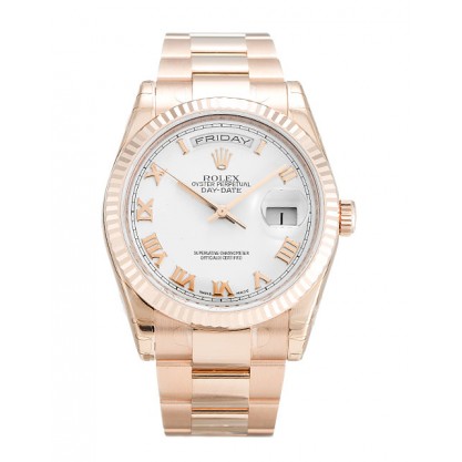 AAA UK White Roman Numeral Dial 36 MM Women Rolex Replica Day-Date 118235 F-36 MM