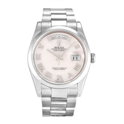UK Best Mother of Pearl - White Roman Numeral Dial Rolex Replica Day-Date 118209-36 MM