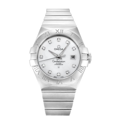 AAA UK Mother of Pearl - White Diamond Dial Omega Replica Constellation Chronometer Ladies 123.10.31.20.55.0-31 MM