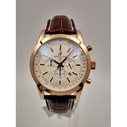 AAA UK Rose Gold & Silver Dial Breitling Replica Transocean Chronograph RB0152-43 MM