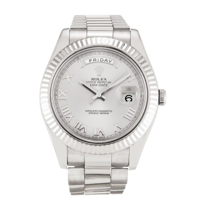 AAA UK Silver Roman Numeral Dial Rolex Replica Day-Date II 218239-41 MM