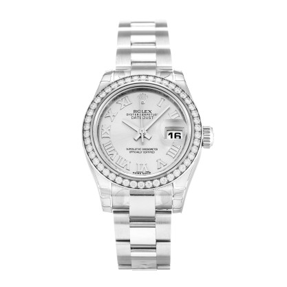 AAA UK Silver Roman Numeral Dial Rolex Replica Datejust Lady 179384-26 MM