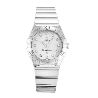 AAA UK Mother of Pearl - White Diamond Dial Omega Replica Constellation Mini 123.10.24.60.55.002-24 MM